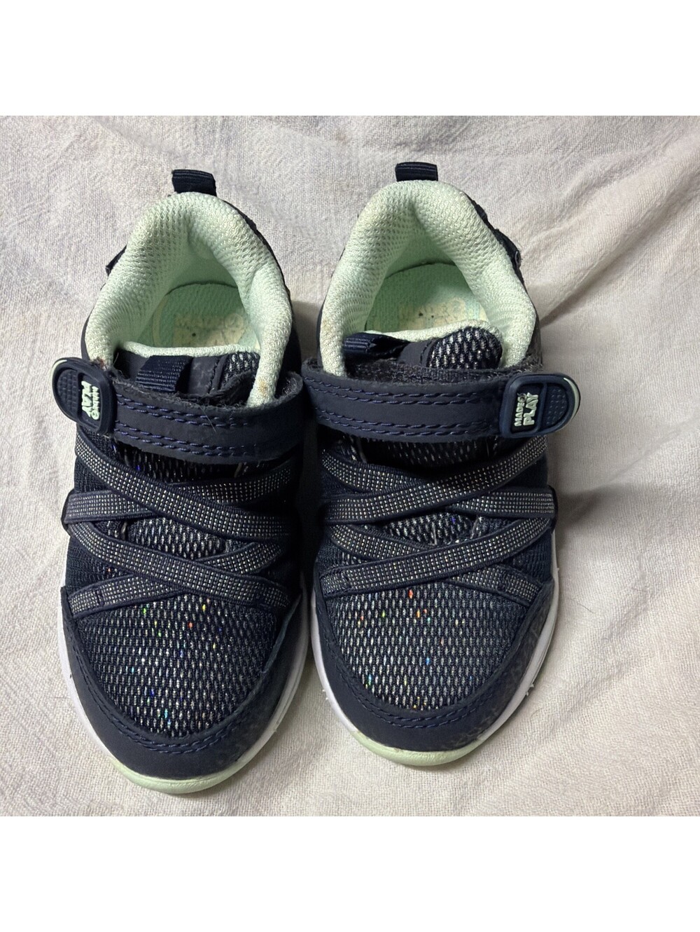 Stride Rite Toddler Girls Size 6m Navy Sparkle Athletic Sneakers Pre-owned
